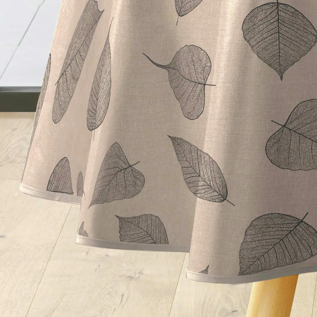 Nappe De Table|douceur d'intu017drieur Nappe ronde enduite PVC (160 cm) Feuillys Beige
