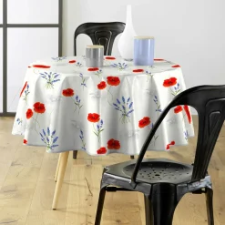 Nappe De Table|DOUCEUR D'INTERIEUR Nappe ronde tissu PVC (D160 cm) Sisteron Rouge