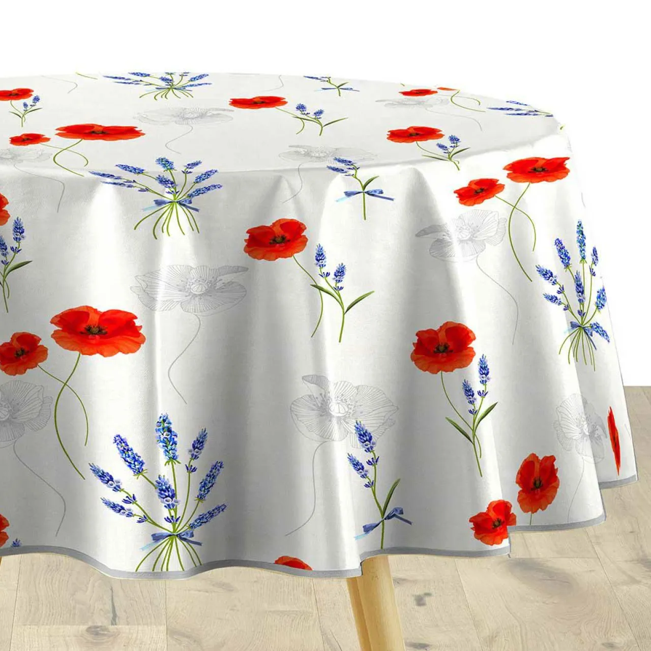 Nappe De Table|DOUCEUR D'INTERIEUR Nappe ronde tissu PVC (D160 cm) Sisteron Rouge