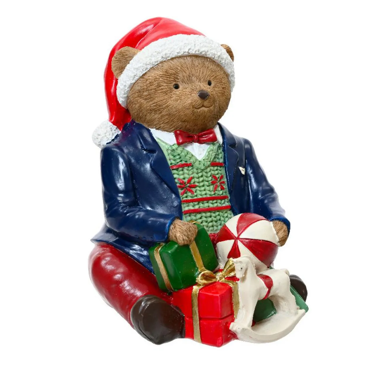 Père Noël, Animaux Et Personnage|KAEMINGK Ours de Noël décoratif (H16 cm) Léo et ses cadeaux Multicolore