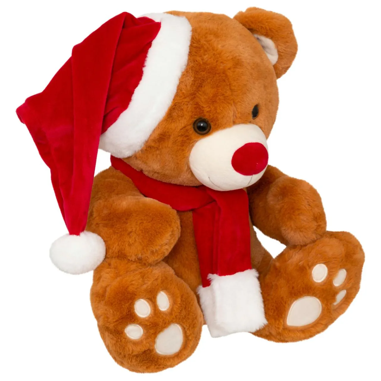 Père Noël, Animaux Et Personnage|JJA Ours en peluche (H50 cm) Loulou écharpe rouge Marron