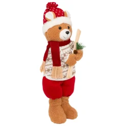 Père Noël, Animaux Et Personnage|JJA Ours peluche debout (H50 cm) Petit Skieur Rouge