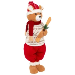 Personnage, Objet Grand Format|Père Noël, Animaux Et Personnage|JJA Ours peluche jambes téléscopiques (H95 cm) Petit Skieur Rouge