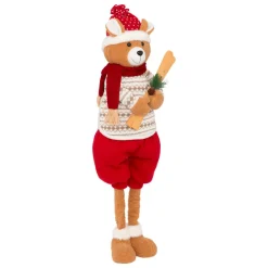 Personnage, Objet Grand Format|Père Noël, Animaux Et Personnage|JJA Ours peluche jambes téléscopiques (H95 cm) Petit Skieur Rouge