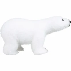 Père Noël, Animaux Et Personnage|Feeric Lights & Christmas Ours polaire déco (H21 cm) Plume Blanc