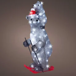 Père Noël, Animaux Et Personnage|Déco Et Objet Lumineux|EMINZA Ours polaires lumineux 100 LED (H69 cm) Grizzly en ski Gris et Blanc froid