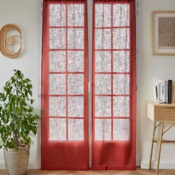 Voilage|EMINZA Paire de voilages passe-tringle effet lin (70 x 200 cm) Robin Terracotta