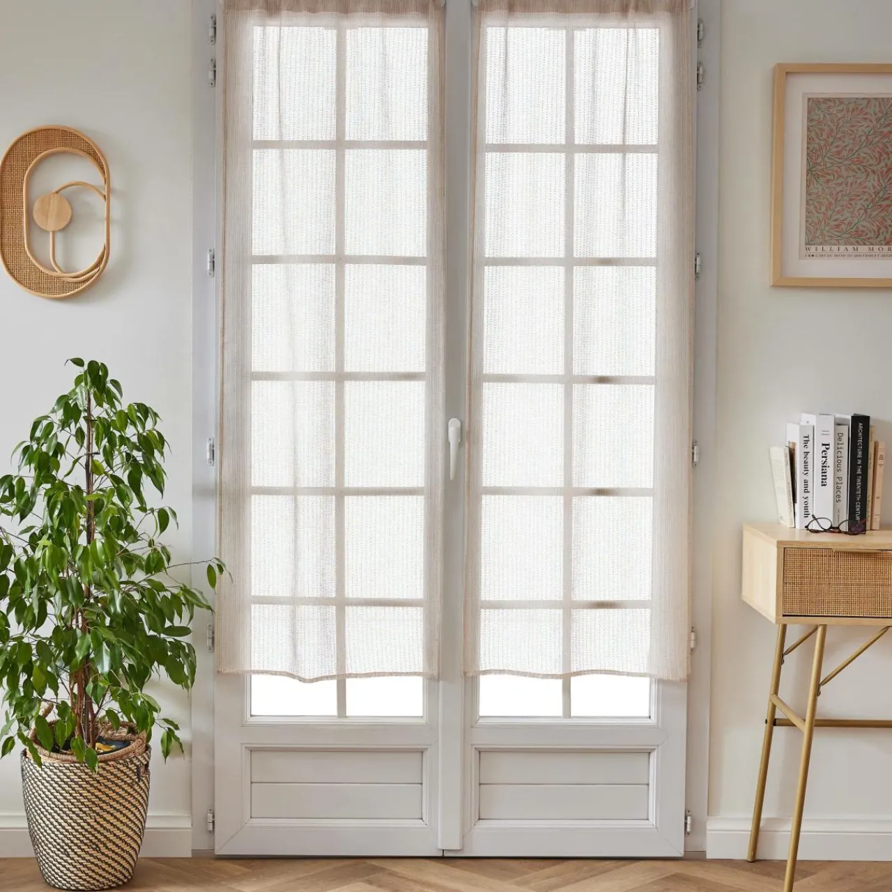 Voilage|EMINZA Paire de voilages passe-tringle (60 x 160 cm) Arthur Beige