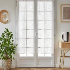 Voilage|EMINZA Paire de voilages passe-tringle effet lin (60 x 160 cm) Robin Blanc