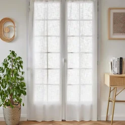 Voilage|EMINZA Paire de voilages passe-tringle effet lin (70 x 200 cm) Robin Blanc