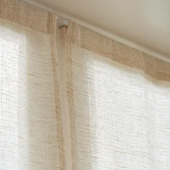 Voilage|EMINZA Paire de voilages passe-tringle effet lin (70 x 200 cm) Luca Beige