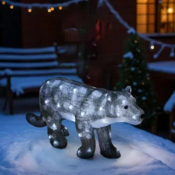 Déco Et Objet Lumineux|JJA Panthère lumineuse 60 LED (H32 cm) Nox Blanc froid Gris