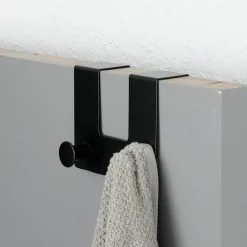 Rangement Salle De Bain|TENDANCE Patère pour porte métal 2 crochets (H10 cm) Noir