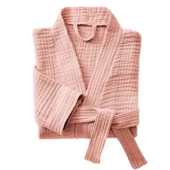 Linge De Bain|Peignoir|EMINZA Peignoir de bain gaze de coton L/XL Gaïa Rose Pêche