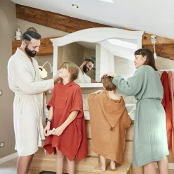 Linge De Bain|Peignoir|EMINZA Peignoir de bain gaze de coton S/M Gaïa Vert Eucalyptus