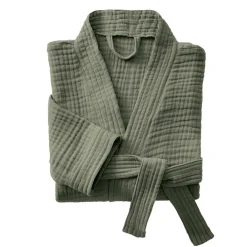 Linge De Bain|Peignoir|EMINZA Peignoir de bain gaze de coton L/XL Gaïa Vert romarin