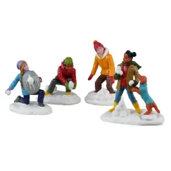Village De Noël Lemax|LEMAX Personnages (Lot de 4) Bataille dans la neige