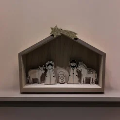 Crèche De Noël|KAEMINGK Petite crèche de Noël en bois (H27 cm) Sainte-Marceline