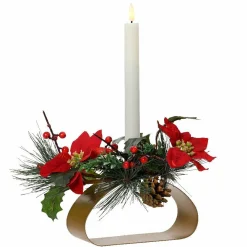 Centre De Table|Bougie Et Photophore|KAEMINGK Photophore avec bougie LED (H12 cm) Fleur de Noël Blanc chaud