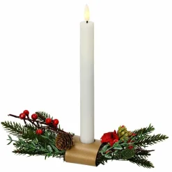 Centre De Table|Bougie Et Photophore|KAEMINGK Photophore avec bougie LED (H15 cm) Baies sauvages Blanc chaud