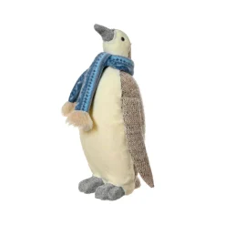 Père Noël, Animaux Et Personnage|KAEMINGK Pingouin de Noël (H26 cm) Igloo écharpe bleu clair Gris