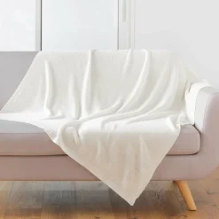 Plaid Et Jeté|DOUCEUR D'INTERIEUR Plaid (150 cm) Tricotine Ecru