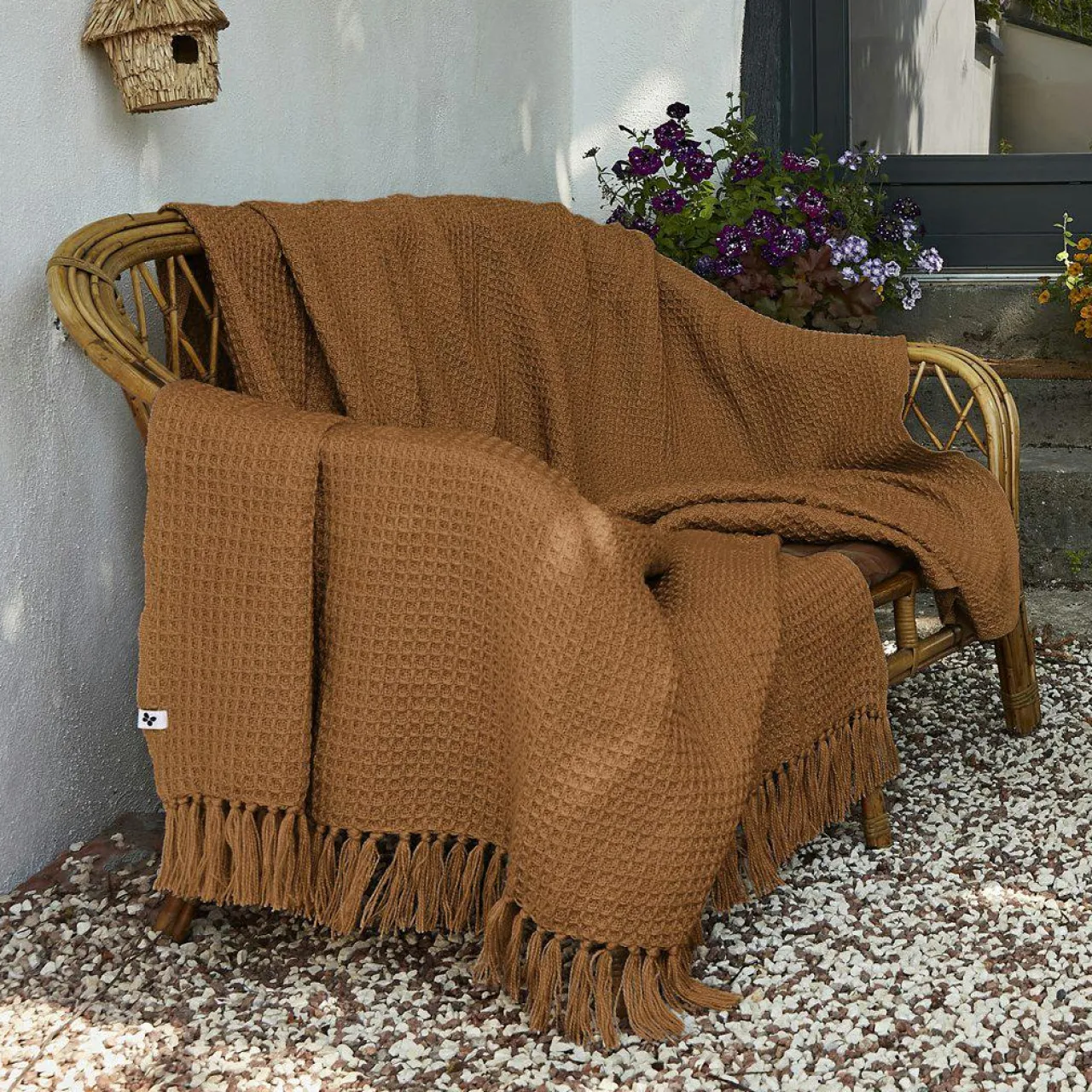 Plaid Et Jeté|Couvre-Lit Et Édredon|L'EFFET PAPILLON Plaid canapé matière recyclée (180 x 220 cm) Gabin Camel