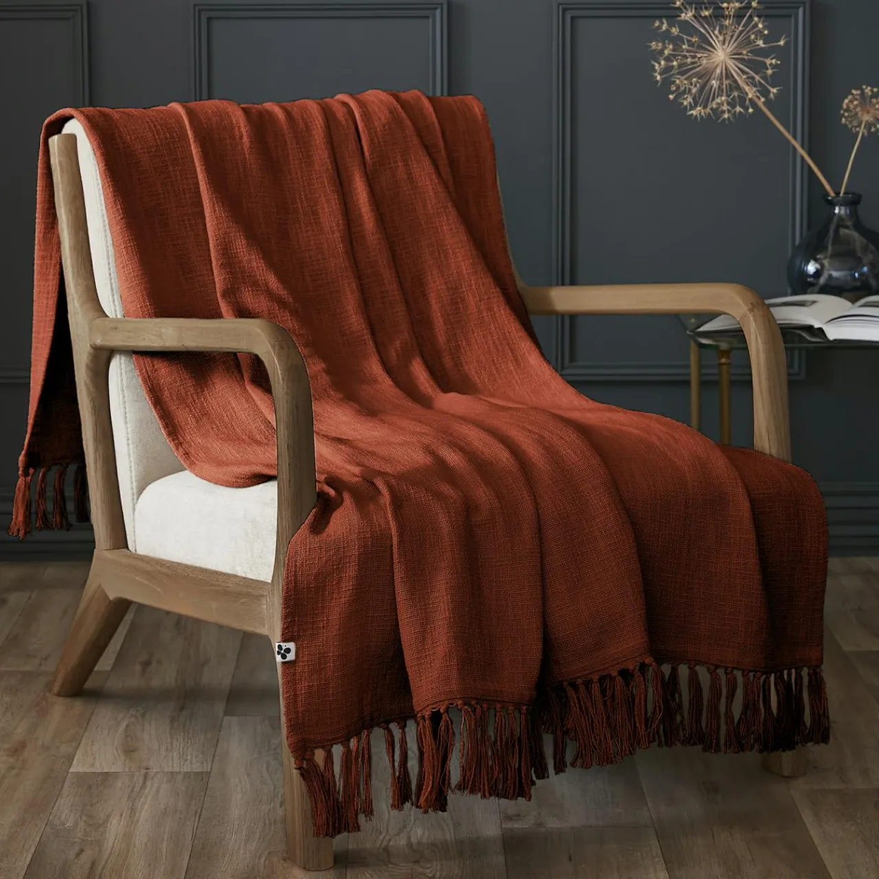 Plaid Et Jeté|L'EFFET PAPILLON Plaid coton (130 x 160 cm) Sixtine Terracotta