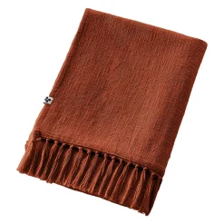 Plaid Et Jeté|L'EFFET PAPILLON Plaid coton (130 x 160 cm) Sixtine Terracotta