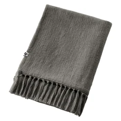 Plaid Et Jeté|L'EFFET PAPILLON Plaid coton (130 x 160 cm) Sixtine Gris ardoise Gris foncé