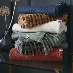 Plaid Et Jeté|L'EFFET PAPILLON Plaid coton (130 x 160 cm) Sixtine Gris ardoise Gris foncé