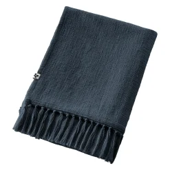 Plaid Et Jeté|L'EFFET PAPILLON Plaid coton (130 x 160 cm) Sixtine Bleu nuit