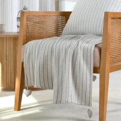 Plaid Et Jeté|STOF Plaid coton doux (125 x 150 cm) Josephine Gris