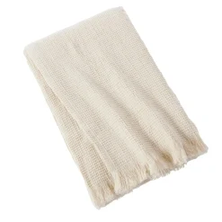 Plaid Et Jeté|EMINZA Plaid coton nid d'abeille (130 x 160 cm) Eva Beige