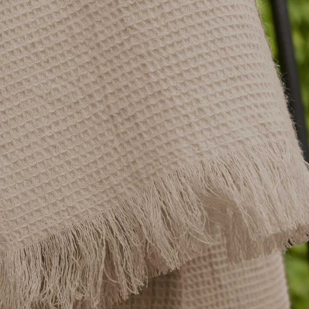 Plaid Et Jeté|EMINZA Plaid coton nid d'abeille (180 x 220 cm) Eva Ficelle