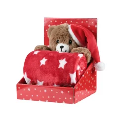 Plaid, Coussin Et Tapis De Noël|STOF Plaid de Noël (100 x 75 cm) et peluche Lucien Rouge
