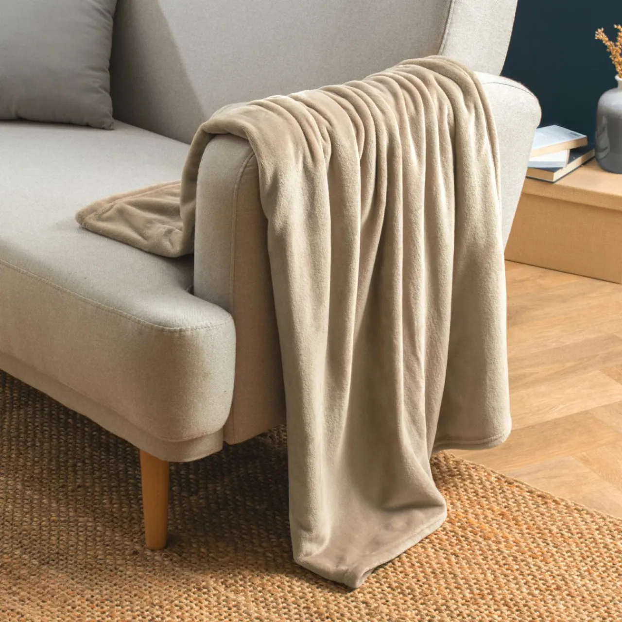 Plaid Et Jeté|EMINZA Plaid doux flanelle (130 x 180 cm) Didou glacé Marron