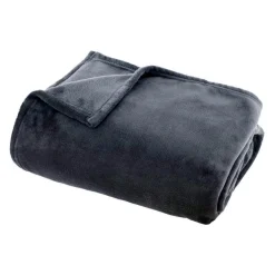 Plaid Et Jeté|EMINZA Plaid doux flanelle (130 x 180 cm) Didou Gris Anthracite