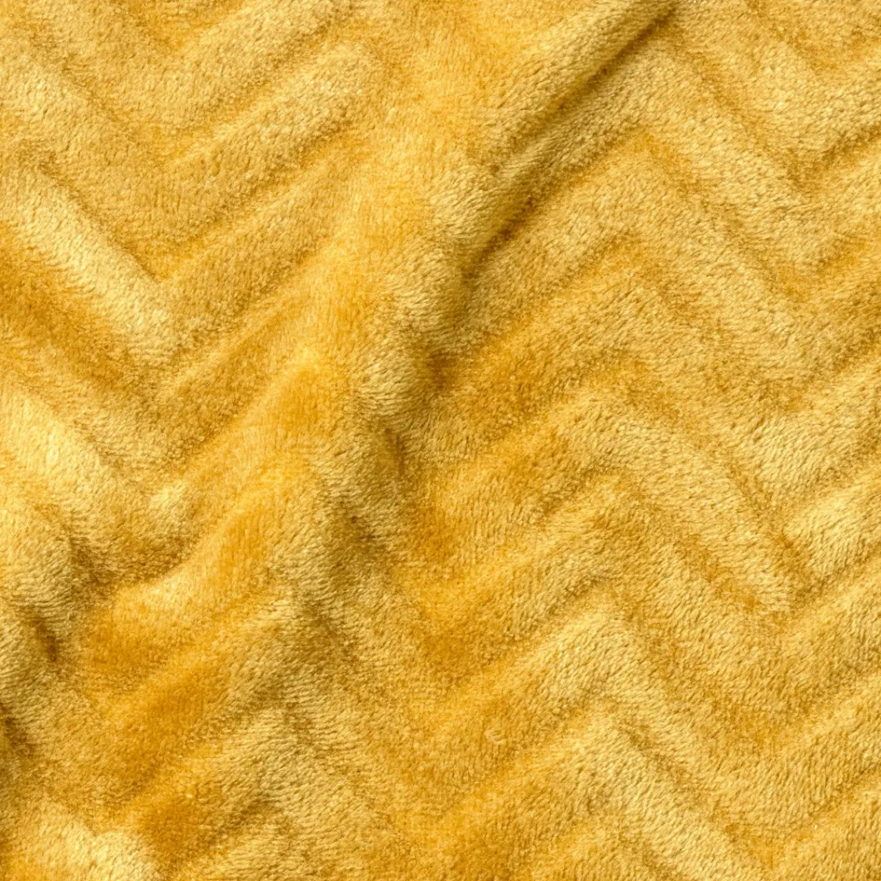 Plaid Et Jeté|EMINZA Plaid doux flanelle (130 x 180 cm) Zag Jaune moutarde