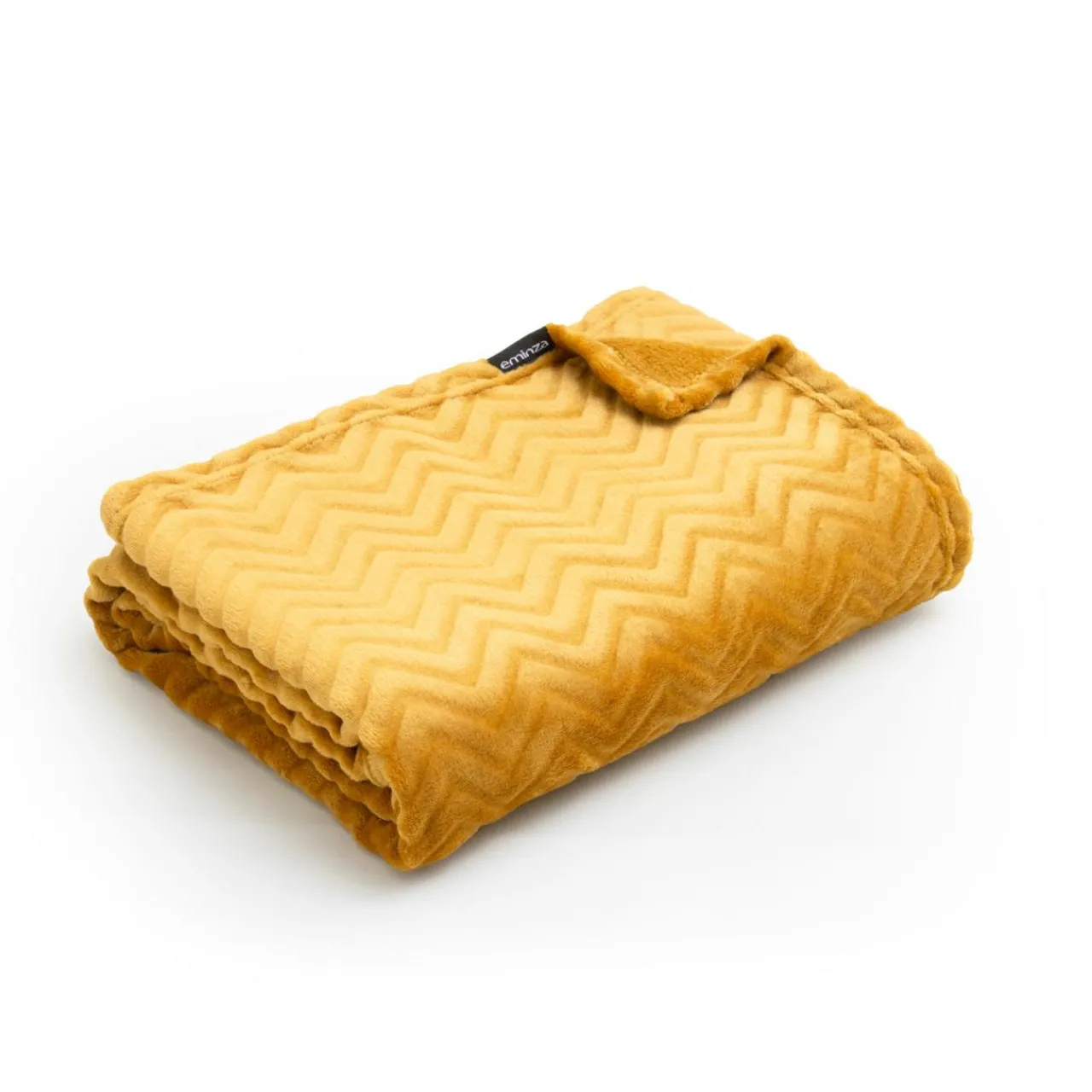 Plaid Et Jeté|EMINZA Plaid doux flanelle (130 x 180 cm) Zag Jaune moutarde