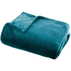 Plaid Et Jeté|EMINZA Plaid doux flanelle (125 x 150 cm) Didou Bleu canard