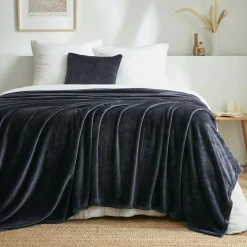 Plaid Et Jeté|EMINZA Plaid doux flanelle (180 x 230 cm) Didou Gris Anthracite