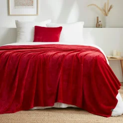 Plaid Et Jeté|EMINZA Plaid doux flanelle (180 x 230 cm) Didou Rouge