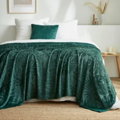 Plaid Et Jeté|EMINZA Plaid doux flanelle (180 x 230 cm) Flore Vert