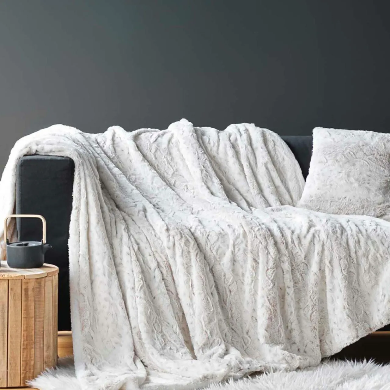 Plaid Et Jeté|douceur d'intu017drieur Plaid fausse fourrure (220 x 240 cm) Alaska Ecru