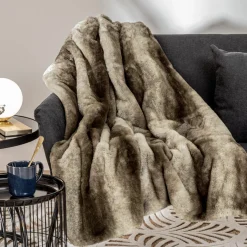 Plaid Et Jeté|ATMOSPHERA Plaid fausse fourrure (120 x 160 cm) Grizzly Beige
