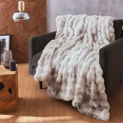 Plaid Et Jeté|EMINZA Plaid fausse fourrure (140 x 200 cm) Toronto Taupe