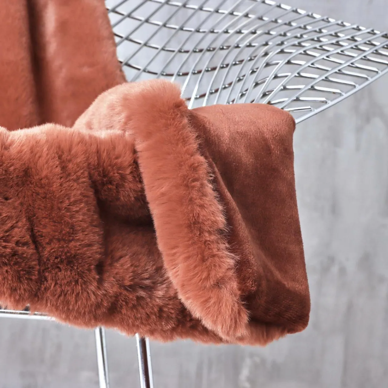 Plaid Et Jeté|EMINZA Plaid fausse fourrure (140 x 200 cm) Finn Terracotta