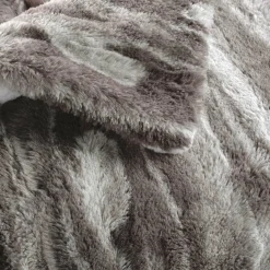 Plaid Et Jeté|DOUCEUR D'INTERIEUR Plaid fausse fourrure (125 x 150 cm) Caribou Taupe