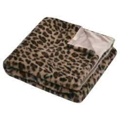 Plaid Et Jeté|STOF Plaid fausse fourrure léopard (130 x 160 cm) Fauves Camel